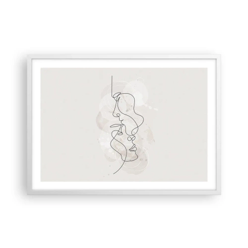 Plakat w białej ramie - Splątani w uścisku - 70x50 cm