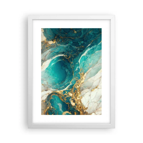 Plakat w białej ramie - Kompozycja z żyłami złota - 30x40 cm