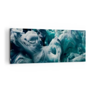 Obraz na płótnie - Dynamiczne abstrakcyjne fale w odcieniach błękitu i bieli - 120x50cm - Ruch koloru - Nowoczesna dekoracja ścienna do salonu i sypialni ARTTOR