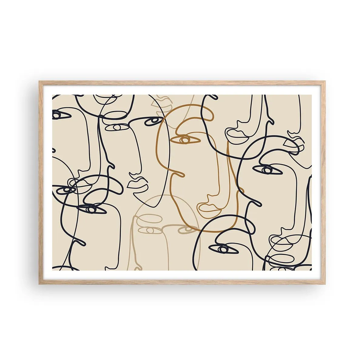 Plakat w ramie jasny dąb - Portret zwielokrotniony - 100x70 cm