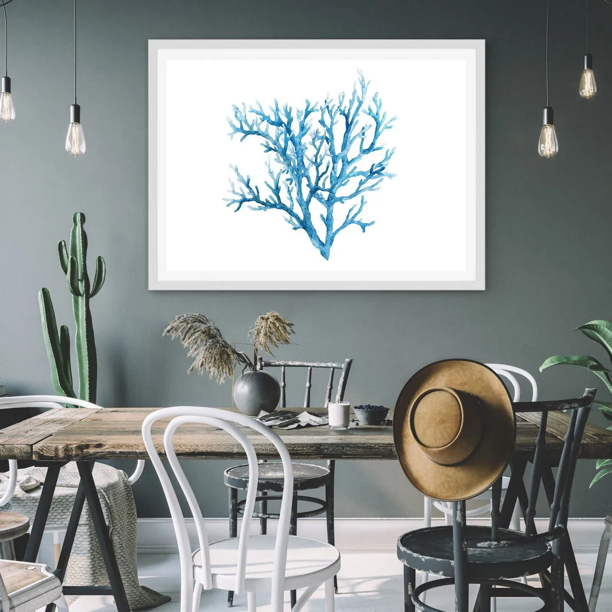 Plakat w białej ramie - Morski filigran - 50x40 cm