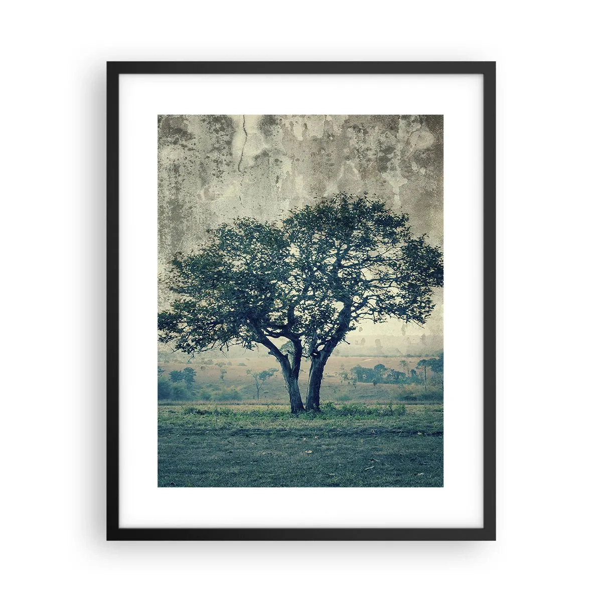 Plakat w czarnej ramie - Jabłoń na błękitnym błoniu? - 40x50 cm