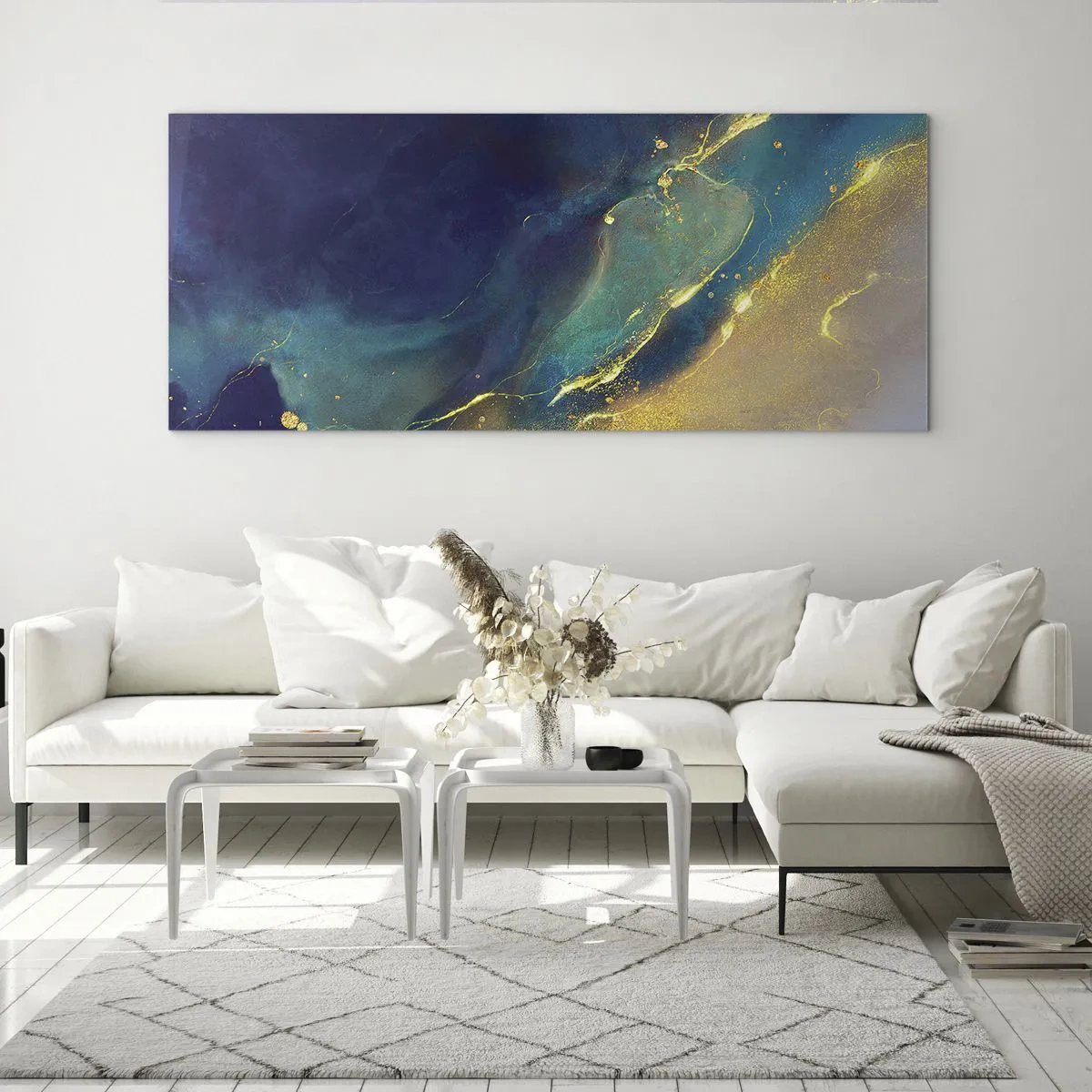 Obraz na szkle - Złote rozlewisko - 100x40 cm