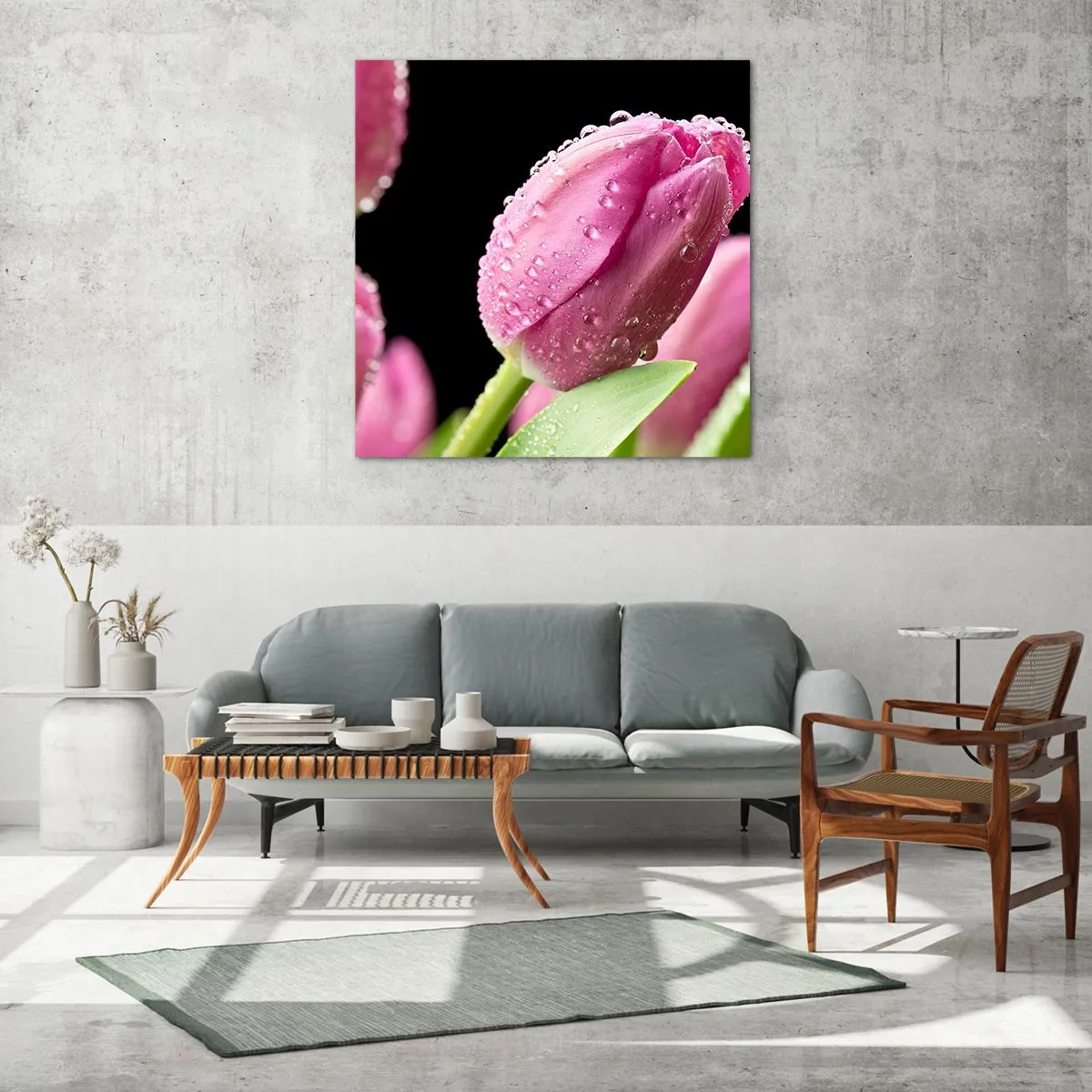 Obraz na szkle - Liliowy sen w rosie - 70x70 cm