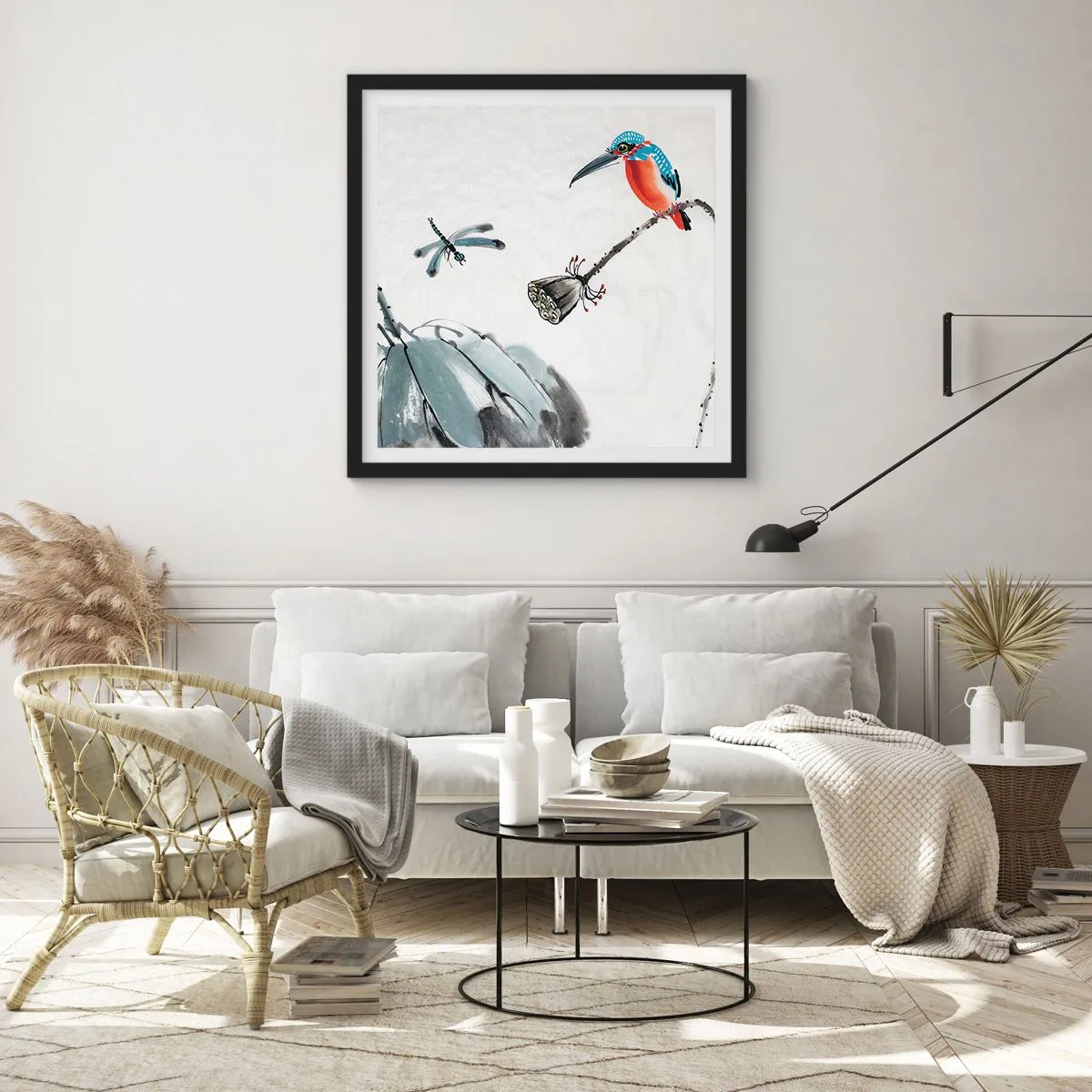 Plakat w czarnej ramie - Życie łąki - 60x60 cm