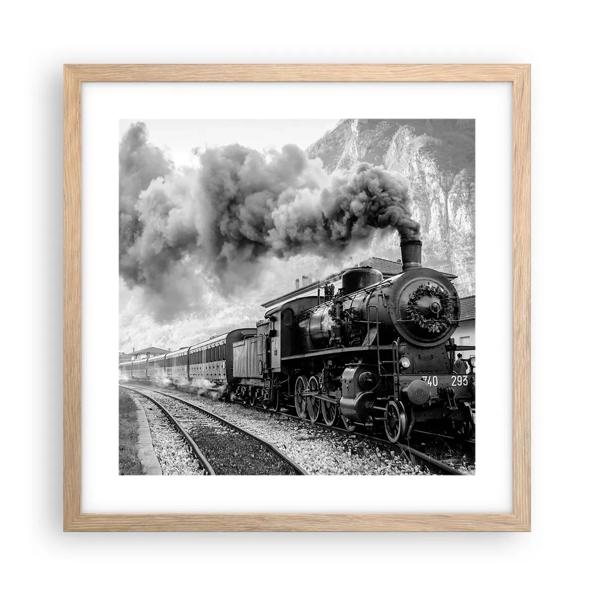 Plakat w ramie jasny dąb - Stoi na stacji… - 40x40 cm