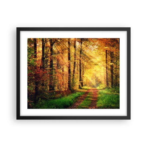 Plakat w czarnej ramie - Leśno-złota cisza - 50x40 cm