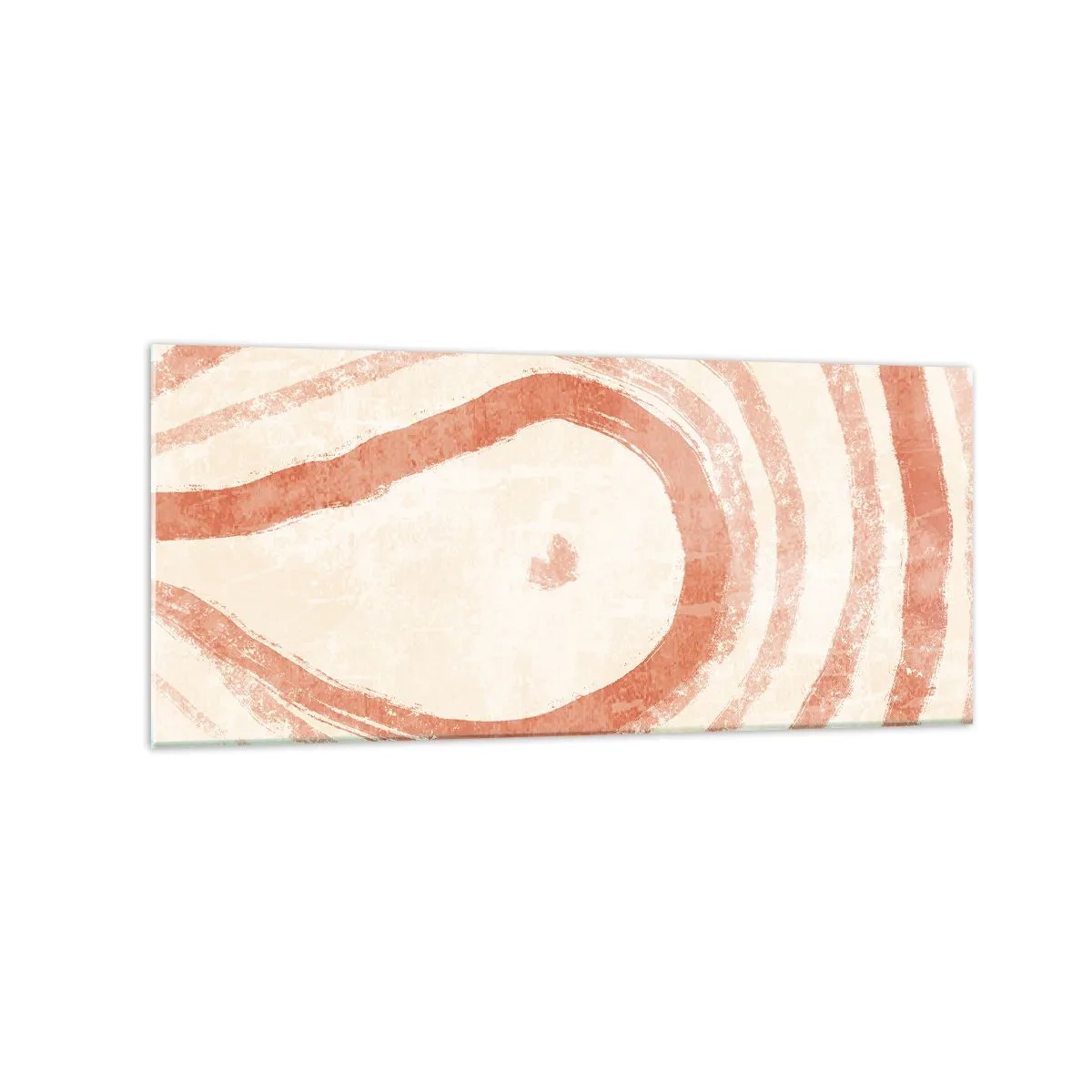 Obraz na szkle - Abstrakcyjny motyw koncentrycznych linii w odcieniach terrakoty - 120x50cm - Koralowe kręgi – kompozycja - Nowoczesna dekoracja ścienna do salonu i sypialni ARTTOR