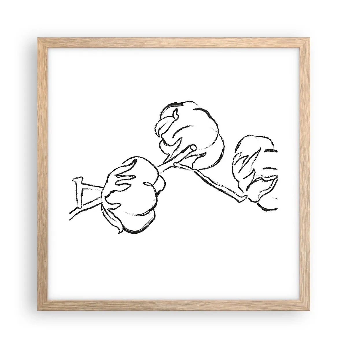 Plakat w ramie jasny dąb - Bawełniany puch - 40x40 cm