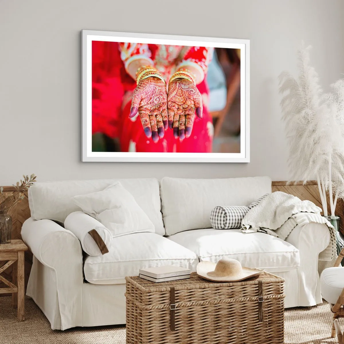 Plakat w białej ramie - Gotowa złapać szczęście - 100x70 cm