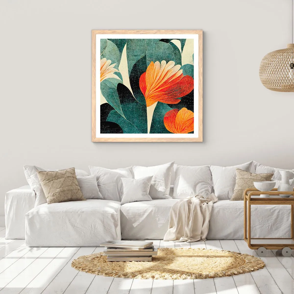 Plakat w ramie jasny dąb - Żar tropików i chłód zieleni - 60x60 cm