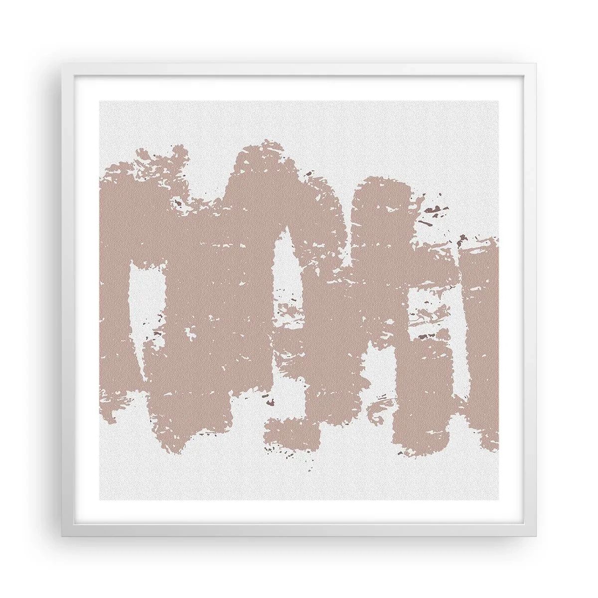 Plakat w białej ramie - Abstrakcja w łagodnym różu - 60x60 cm
