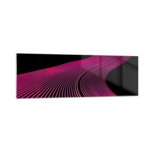 Obraz na szkle - Futurystyczne linie w odcieniach różu na czarnym tle - 160x50cm - Aleja światła - Nowoczesna dekoracja ścienna do salonu i sypialni ARTTOR