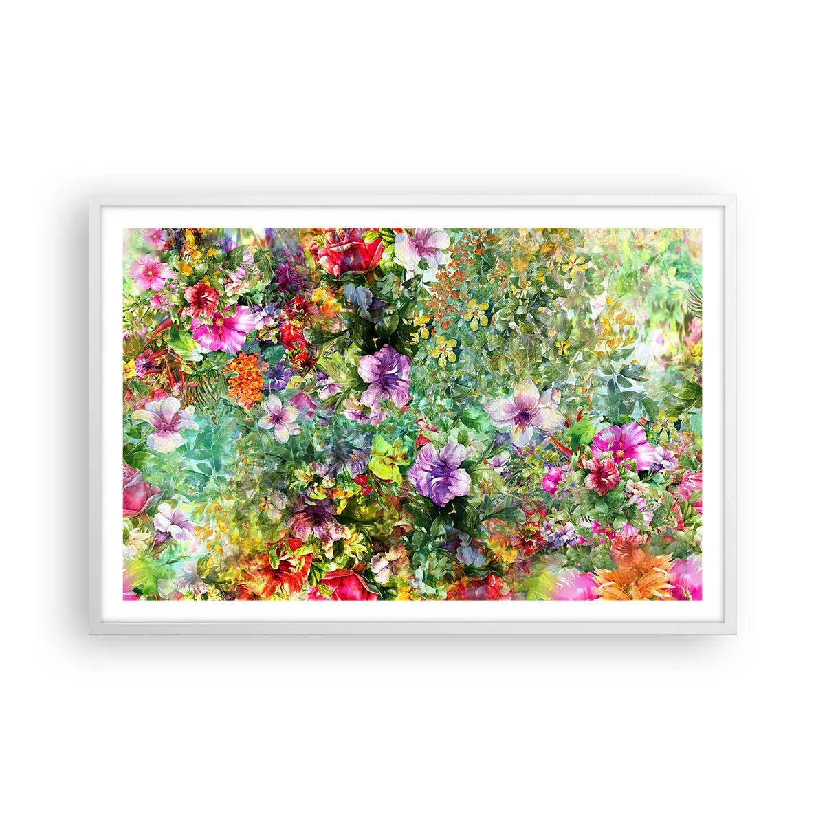 Plakat w białej ramie - W kwiaty na zatracenie - 91x61 cm