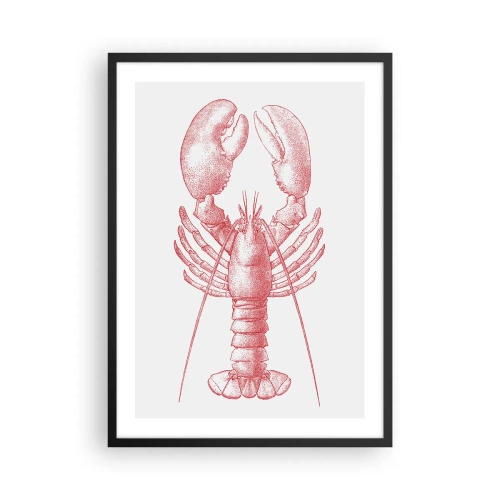 Plakat w czarnej ramie - Rysunek homara w stylu vintage na jasnym tle - 50x70cm - Homar godny Homera - Nowoczesna dekoracja ścienna do salonu i sypialni ARTTOR