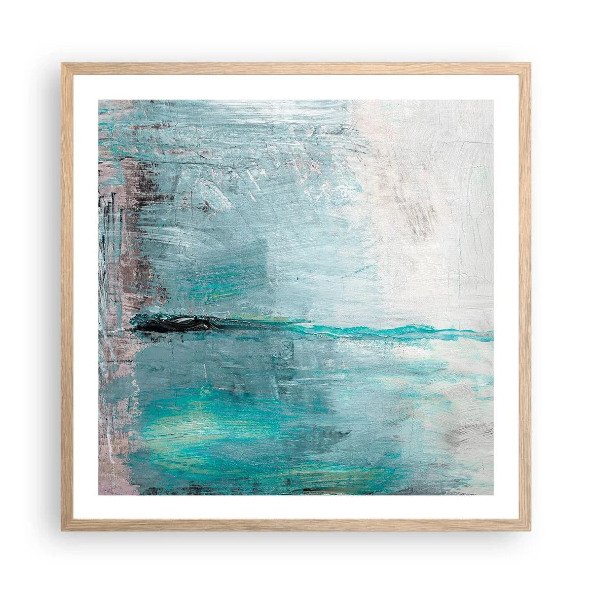 Plakat w ramie jasny dąb - Horyzontalnie w błękicie - 60x60 cm