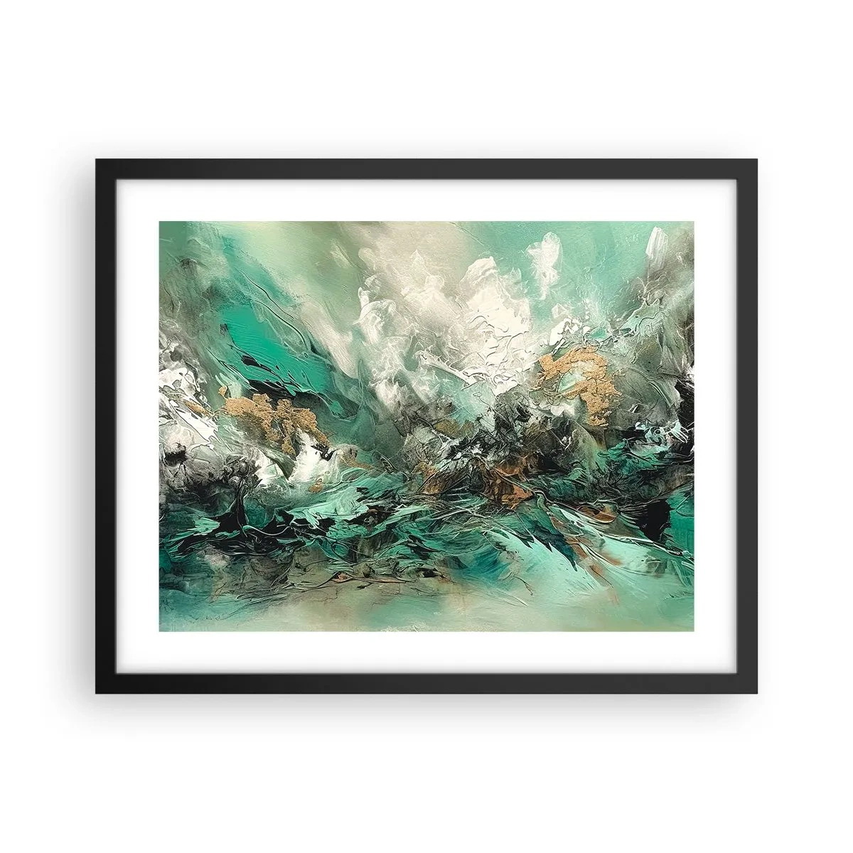 Plakat w czarnej ramie - Szmaragdowo-czarna kipiel - 50x40 cm