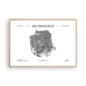 Plakat w ramie jasny dąb - Anatomia San Francisco - 100x70 cm