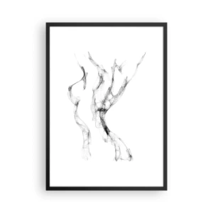 Plakat w czarnej ramie - Abstrakcyjna kompozycja w czarno-białym minimalizmie - 50x70cm - Piękna i silna - Nowoczesna dekoracja ścienna do salonu i sypialni ARTTOR