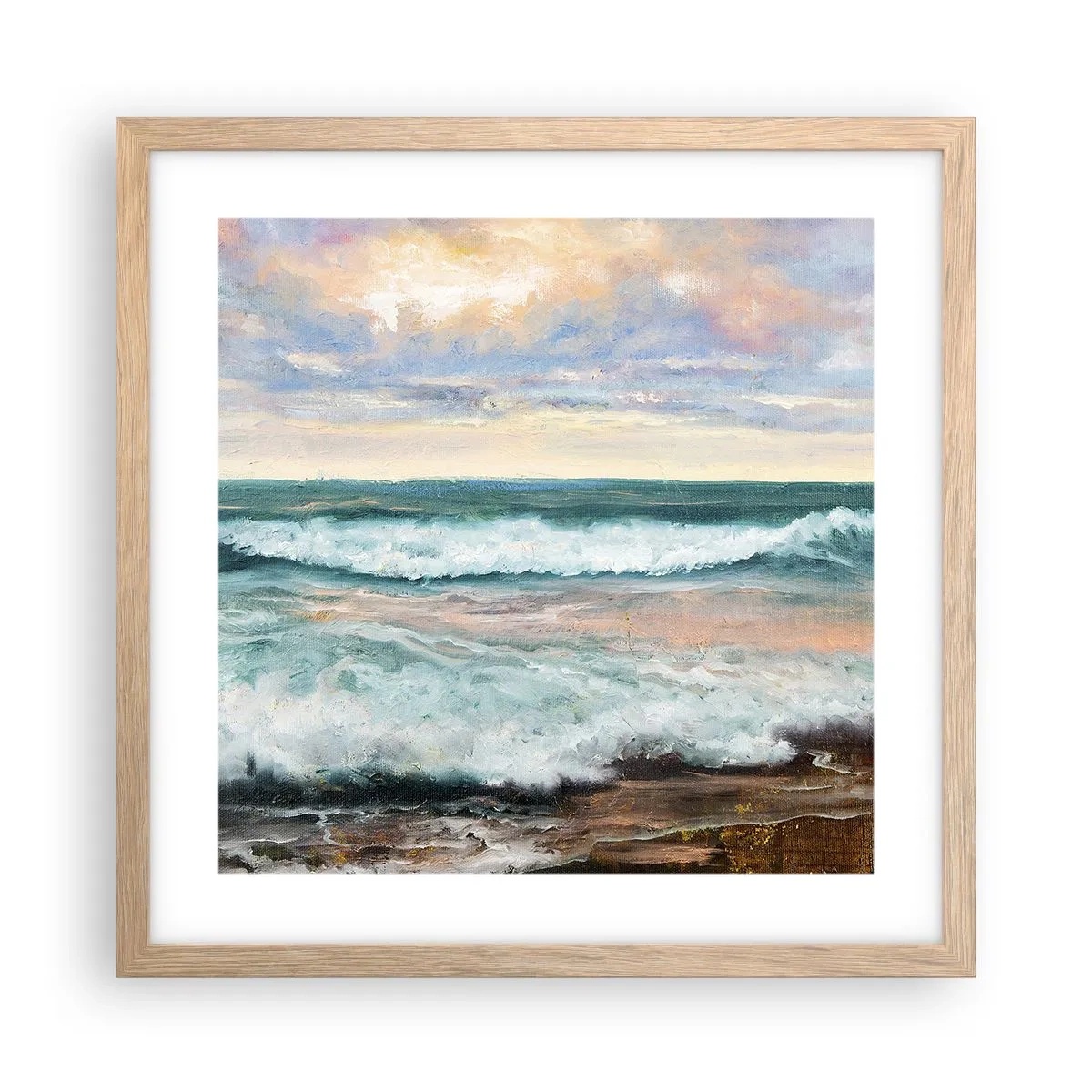 Plakat w ramie jasny dąb - Tutaj wygładzisz duszę - 40x40 cm
