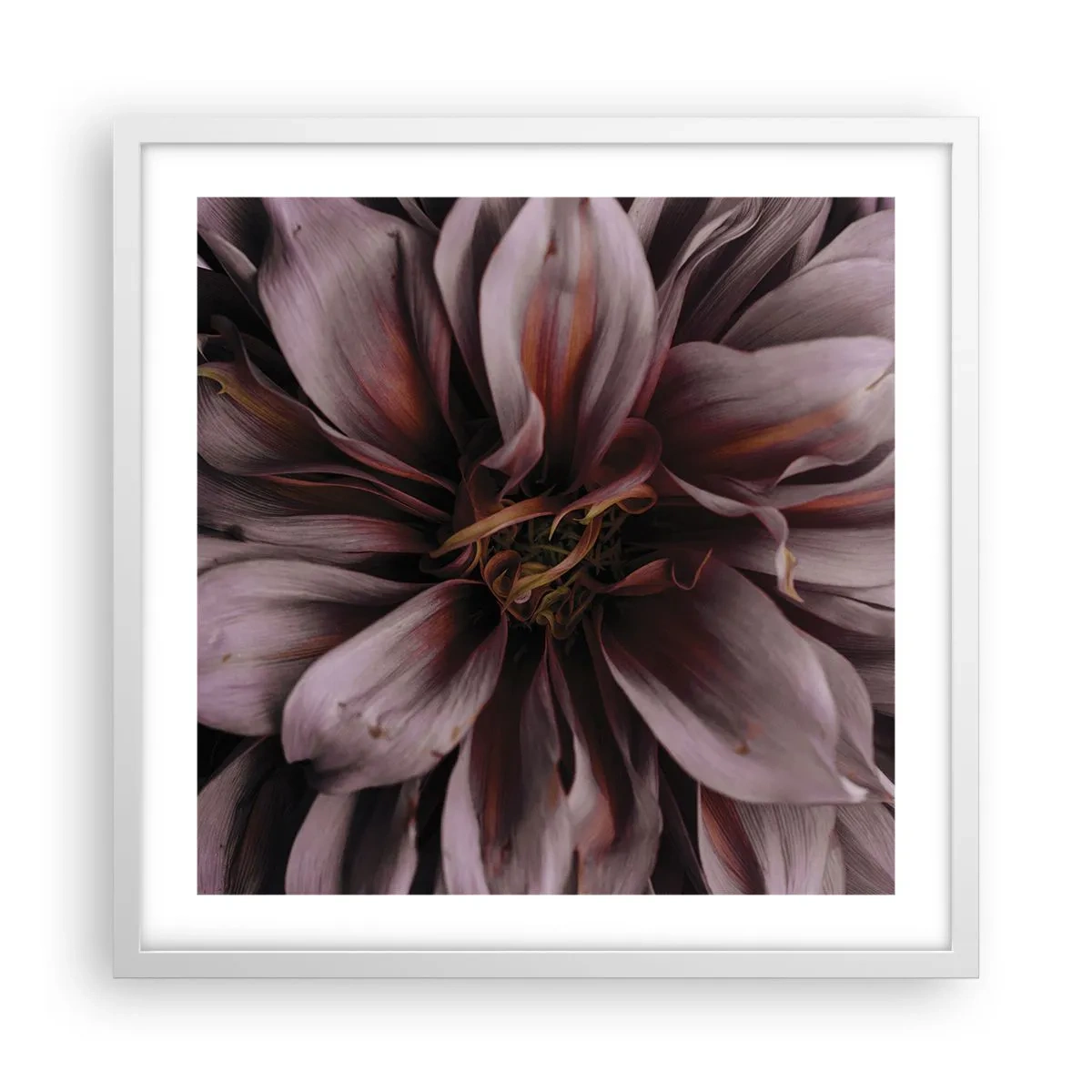 Plakat w białej ramie - Kwietne serce - 50x50 cm