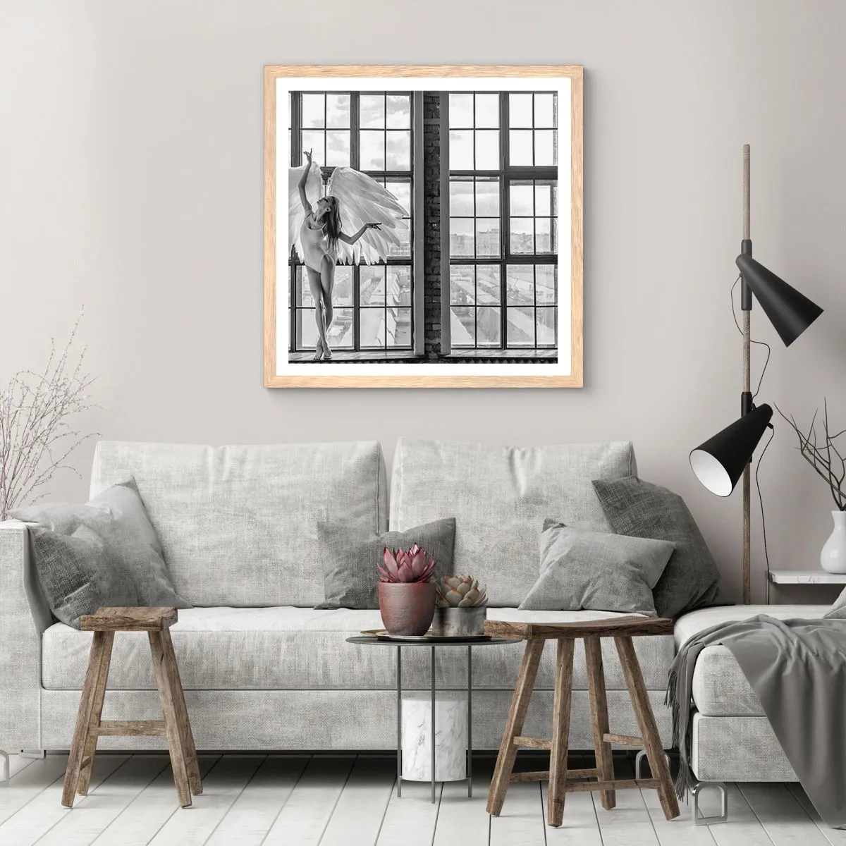 Plakat w ramie jasny dąb - Miasto aniołów? - 30x30 cm