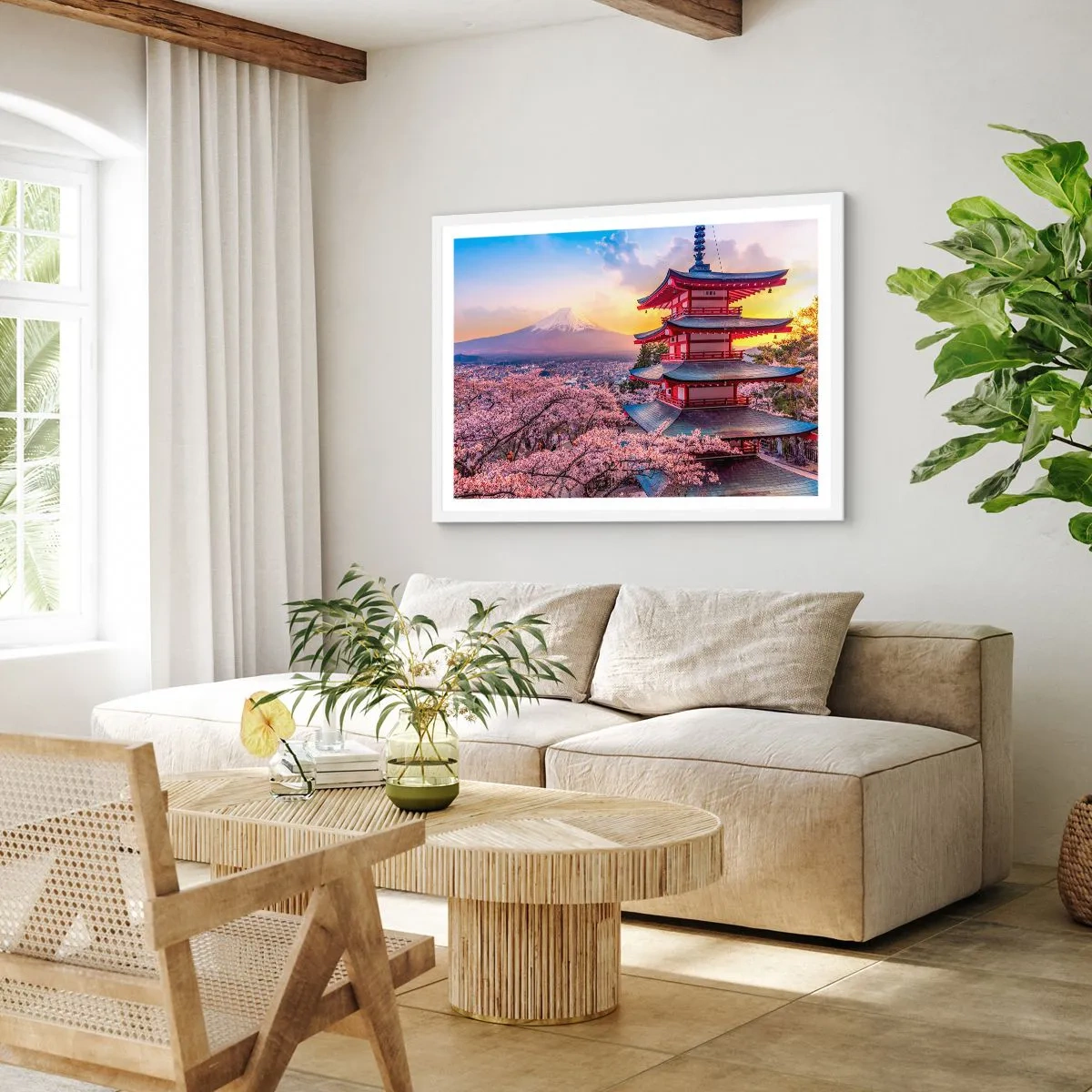 Plakat w białej ramie - Esencja japońskiego ducha - 91x61 cm