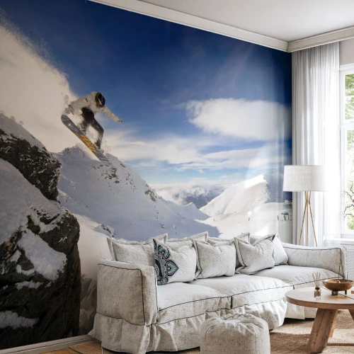 Fototapeta Samoprzylepna Deluxe Sticker - Wolność bez granic - Snowboard, Krajobraz, Góry - 100x70 cm