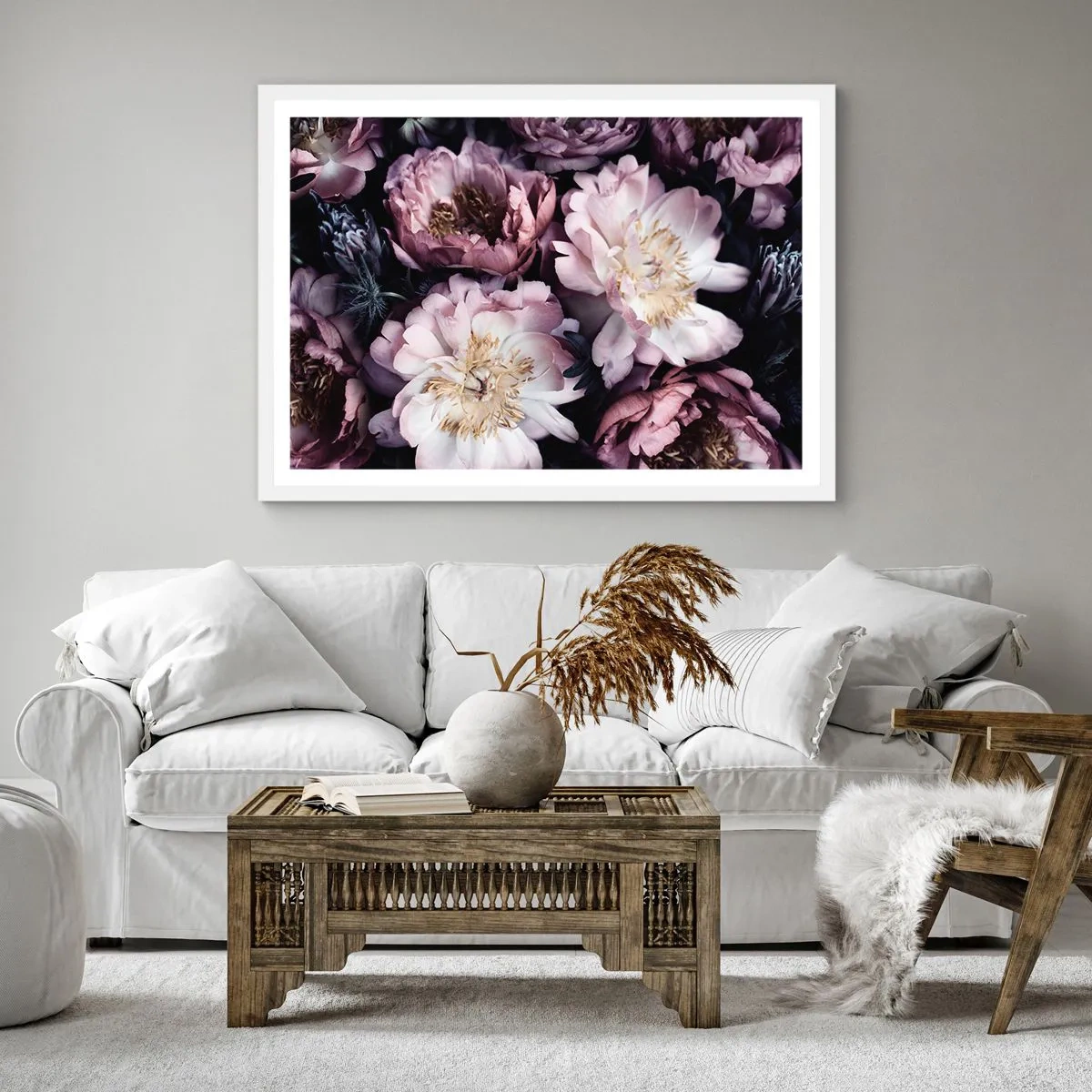 Plakat w białej ramie - Bukiet w dawnym stylu - 30x30 cm