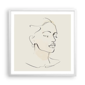 Plakat w białej ramie - Pewną kreską - 60x60 cm