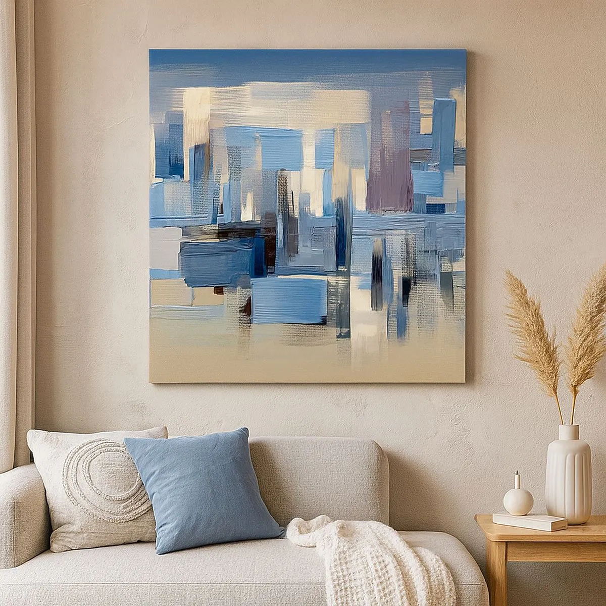 Obraz na płótnie - Błękitna konstrukcja - 30x30 cm