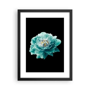 Plakat w czarnej ramie - Płatki błękitne i złote - 30x40 cm