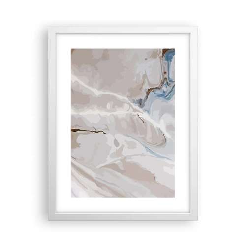Plakat w białej ramie - Błękitne meandry pod bielą - 30x40 cm