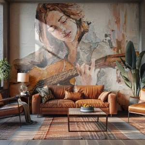 Fototapeta Premium Canvas - Koncert na gitarę i dziewczęce serce - Gitara, Muzyka, Dziewczyna - 300x210 cm