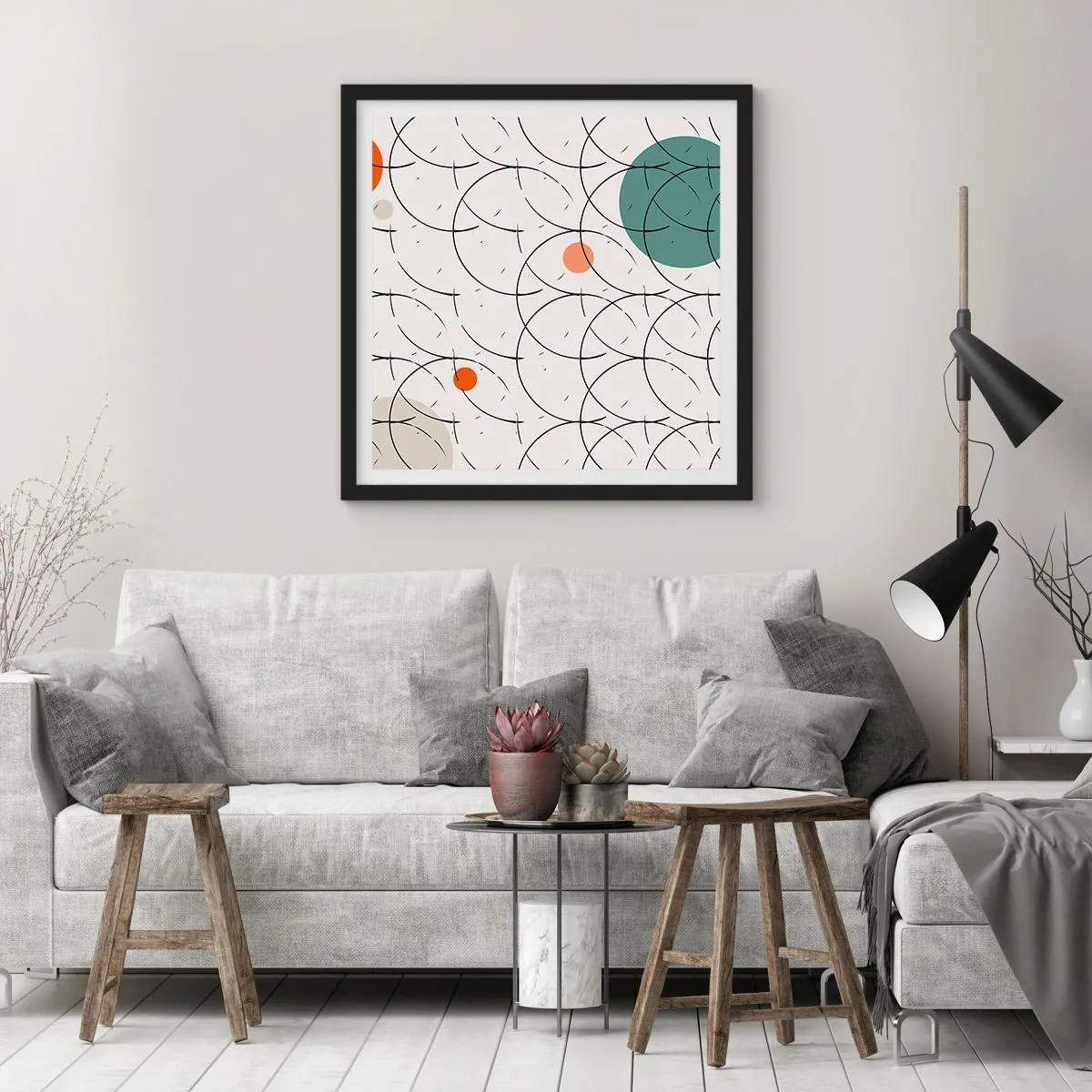 Plakat w czarnej ramie - W pop-artowym duchu - 60x60 cm