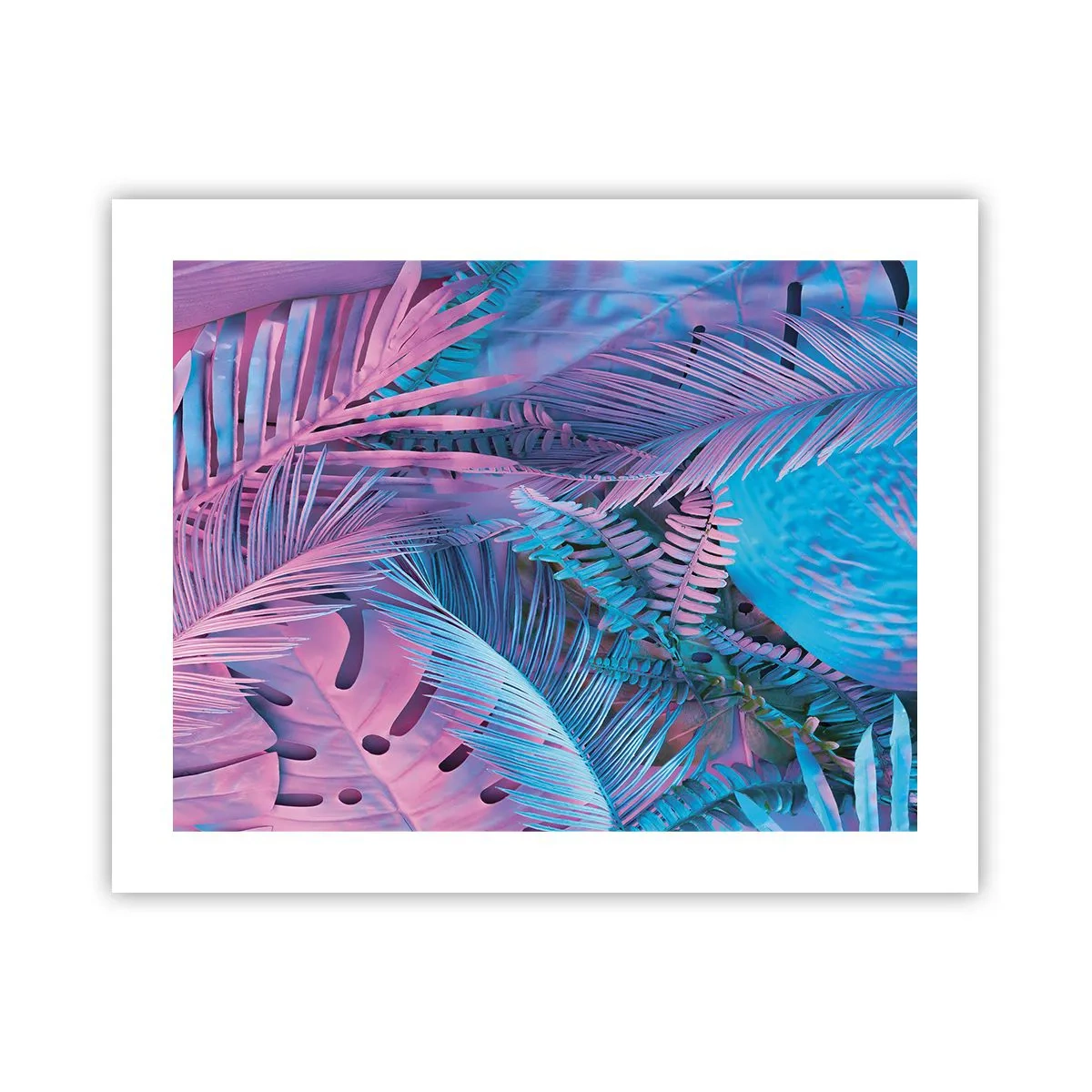Plakat - Tropiki w różu i błękicie - 50x40 cm