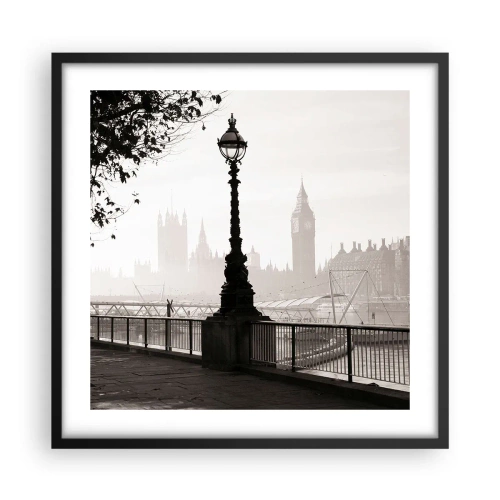 Plakat w czarnej ramie - Londyński poranek - 50x50 cm