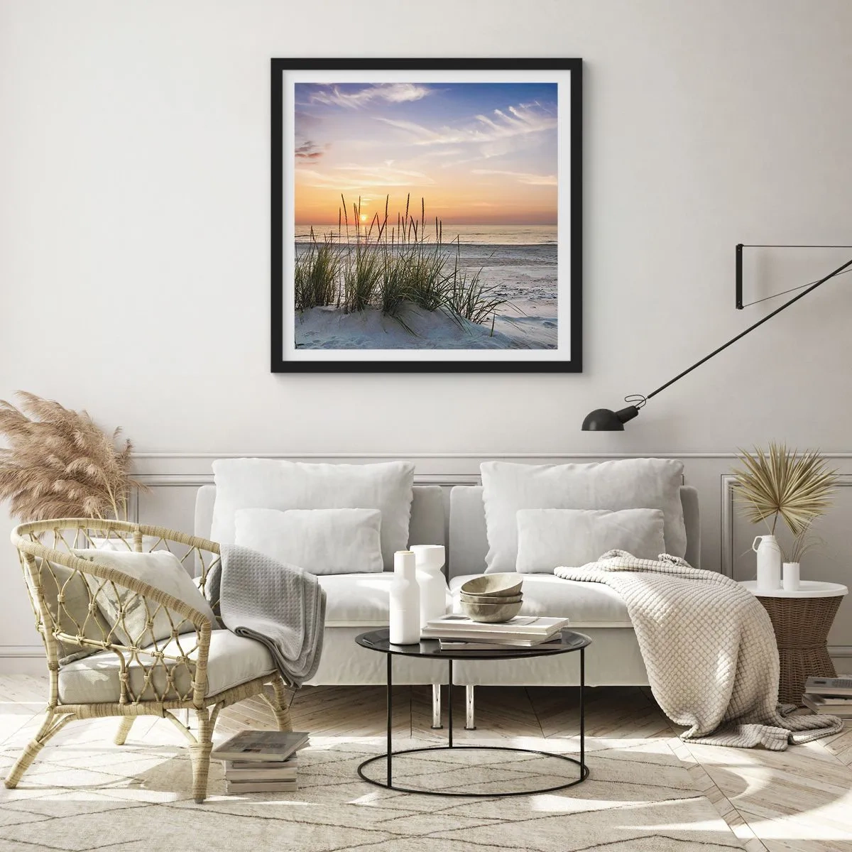 Plakat w czarnej ramie - Popatrz, pomyśl, poczuj - 50x50 cm