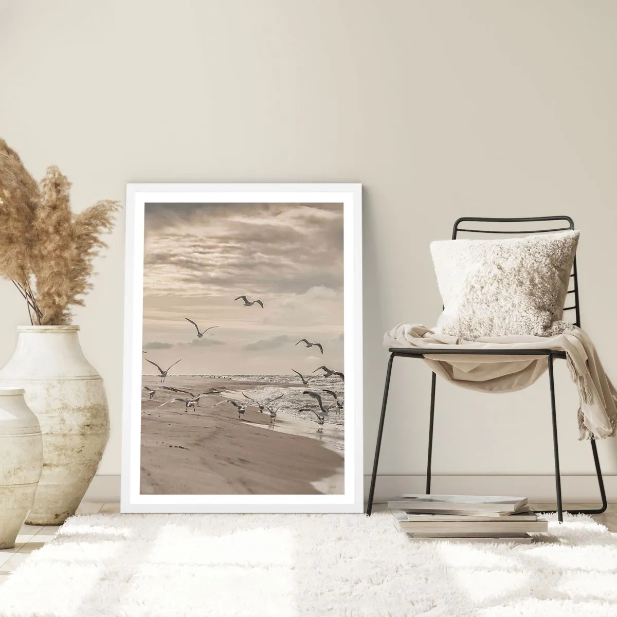 Plakat w białej ramie - Morza szum, ptaków śpiew - 30x40 cm