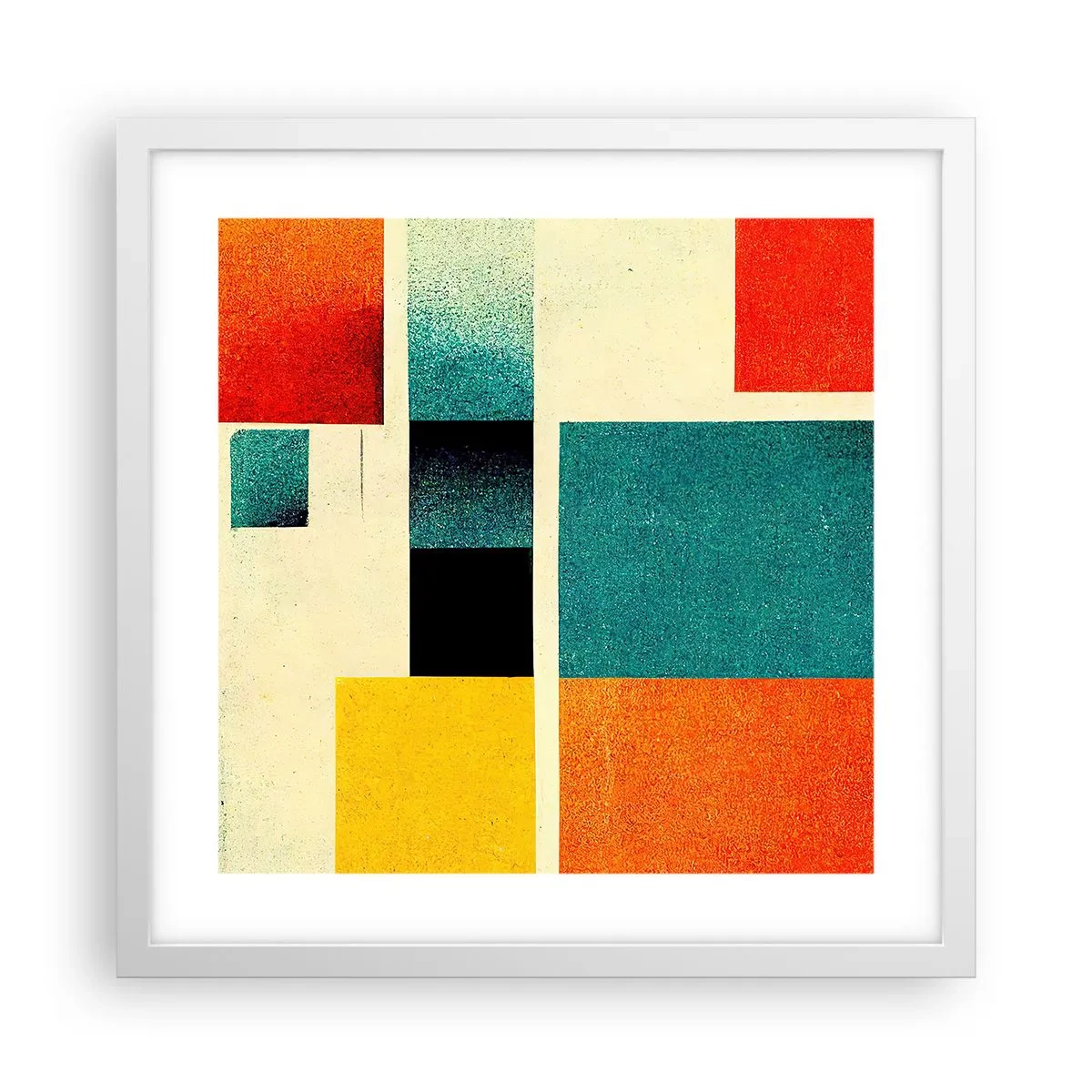 Plakat w białej ramie - Abstrakcja geometryczna – dobra energia - 40x40 cm