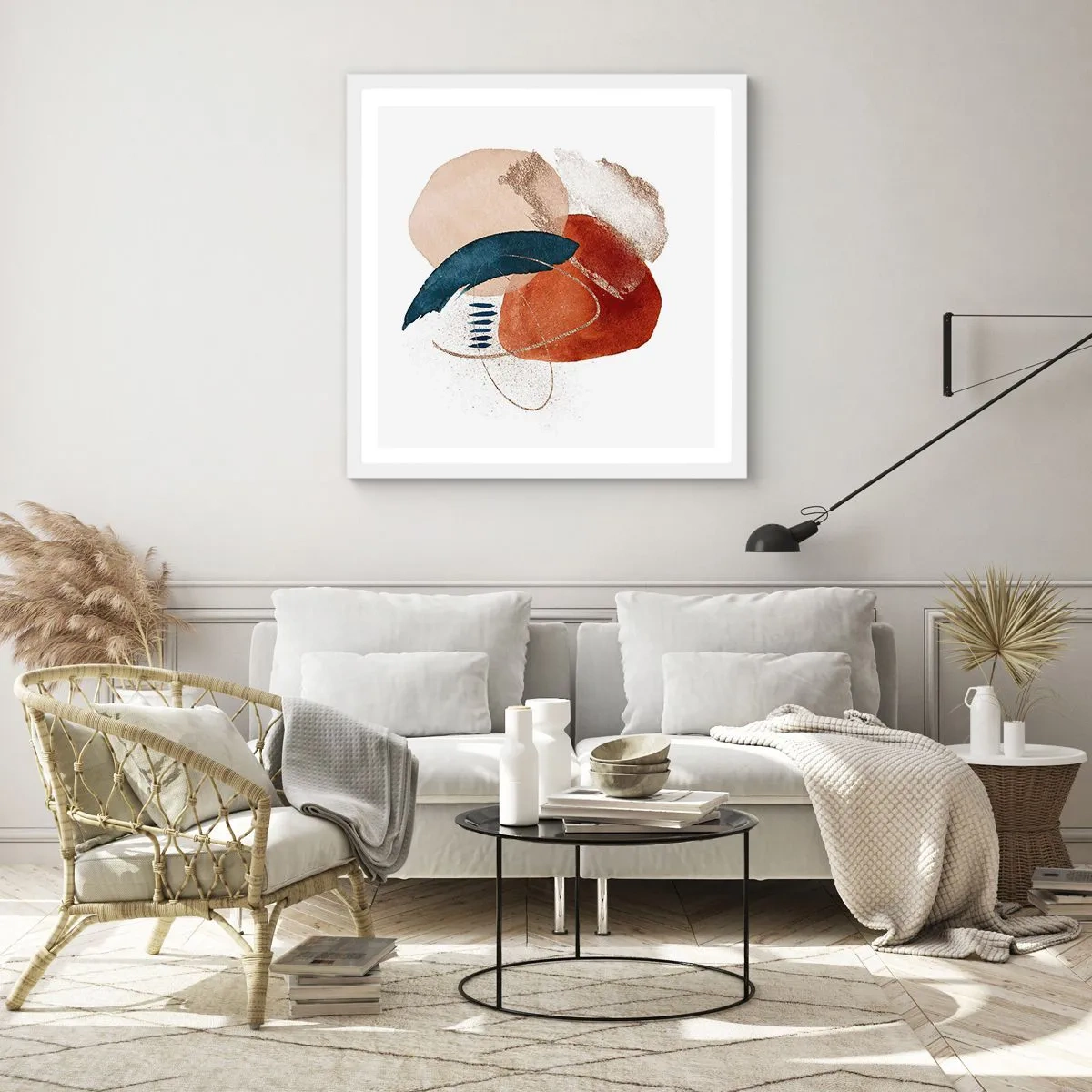 Plakat w białej ramie - Owalna kompozycja - 40x40 cm