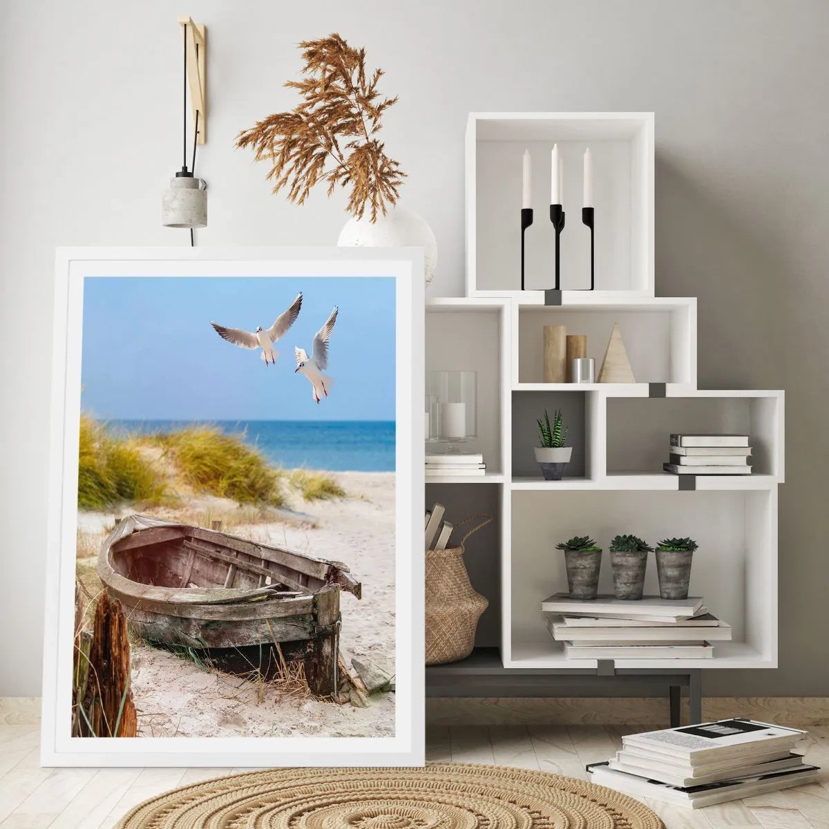 Plakat w białej ramie - Skąpane wiatrem - 70x100 cm