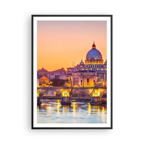 Plakat w czarnej ramie - Zmierzch nad Wiecznym Miastem - 70x100 cm