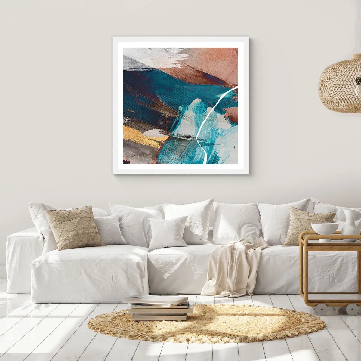Plakat w białej ramie - Z rozmachem i energicznie - 40x40 cm