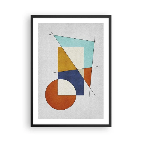Plakat w czarnej ramie - Geometryczna abstrakcja z kolorowymi figurami i liniami - 50x70cm - Abstrakcja: modernistyczna zabawa - Nowoczesna dekoracja ścienna do salonu i sypialni ARTTOR