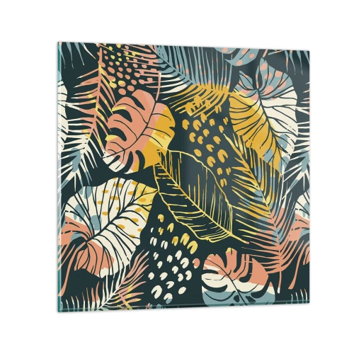 Obraz na szkle - Liściasta fantazja - 30x30 cm