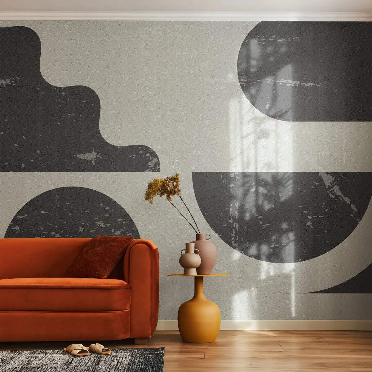 Fototapeta Samoprzylepna Deluxe Sticker - Kompozycja ponad i pod - Abstrakcja, Czarno-Biały, Postarzany - 400x280 cm
