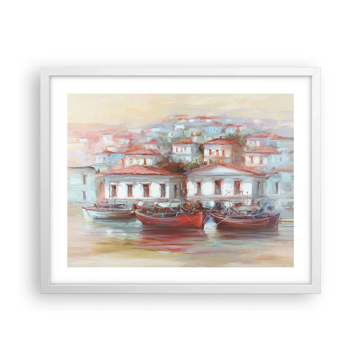 Plakat w białej ramie - Szczęśliwe miasteczko - 50x40 cm