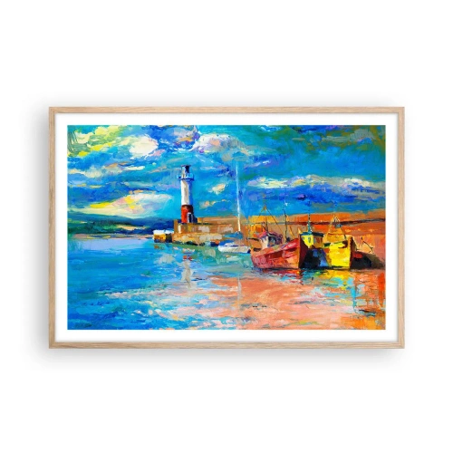 Plakat w ramie jasny dąb - Popołudnie w tęczowej zatoce - 91x61 cm