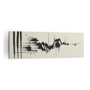 Obraz na płótnie - Minimalistyczna abstrakcja z czarnymi liniami na jasnym tle - 160x50cm - Abstrakcja pośpieszna - Nowoczesna dekoracja ścienna do salonu i sypialni ARTTOR